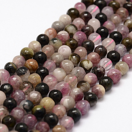Chapelets de perles en tourmaline naturelle G-F364-03-4mm-1