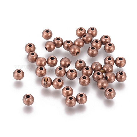 Lead Free & Nickel Free & Cadmium Free Red Copper Tibetan Style Round Spacer Beads X-RLF1078Y-NF-1