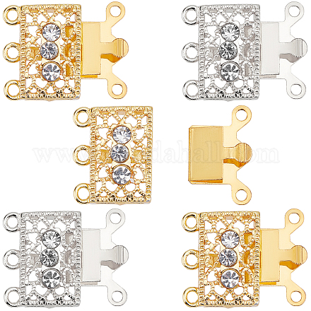 SUNNYCLUE 1 Box 6 Sets 2 Colors Necklace Layering Clasps Layered Necklace Clasp Rhinestone Filigree Clasps Necklace Connectors for Multiple Necklaces Jewellry Making Women DIY Stackable Chains Crafts KK-SC0002-98-1