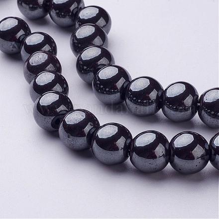 Non magnetici ematite sintetico perle tonde fili X-G-H1624-10mm-1-1