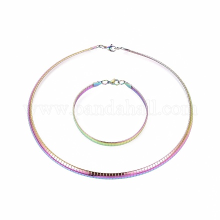 Colliers de choker en 304 acier inoxydable et ensembles de bijoux des bracelets SJEW-L144-A01-M-1