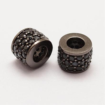 Perles européennes en laiton avec avec zircone cubique de micro pave de grade A ZIRC-G090-55B-NR-1