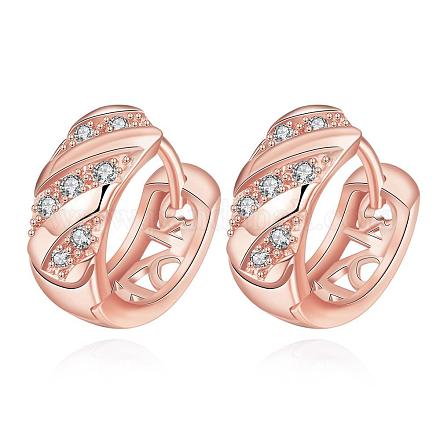 Gorgeous Ring Brass Cubic Zirconia Hoop Earrings EJEW-BB06763-RG-1