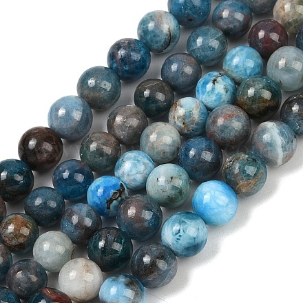 Круглые бусины пряди природного апатита G-K068-02-6mm-01-1