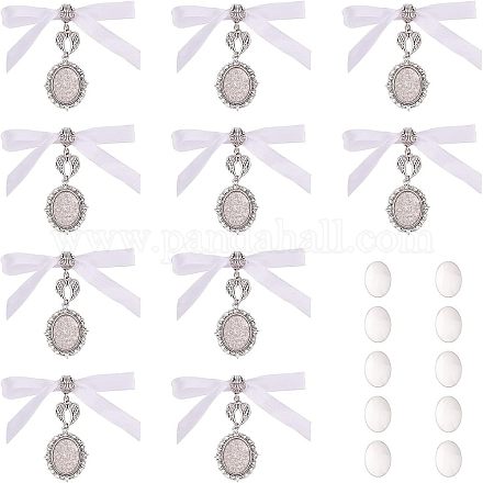 10 шт. подвеска в виде крыльев в тибетском стиле из сплава и атласной ленты HJEW-FH0001-22-1