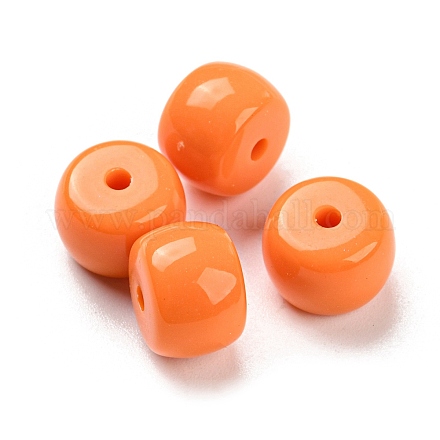 不透明なアクリルビーズ  コラム  オレンジ  10x6mm  穴：1.8mm  910個/ 500g OACR-B013-10B-1