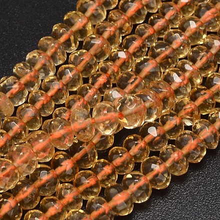 Faceted Rondelle Natural Quartz Crystal Beads Strands G-K067-02-6mm-1