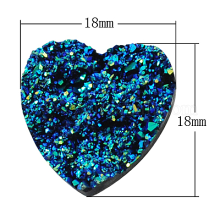 Raw Rough Imitation Ore Resin Heart Cabochons CRES-S045-18mm-6-1