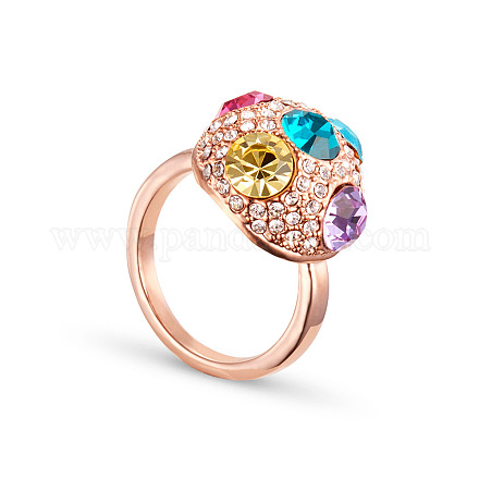 Shegrace affascinante anello a cupola in ottone multicolore in cristallo austriaco JR18A-1