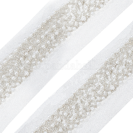 Отделка кружевом из полиэстера и пластиковых бусин OCOR-WH20005-45C-1