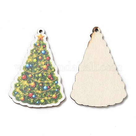 Grandi pendenti in legno stampato natalizio a faccia singola WOOD-D025-40-1