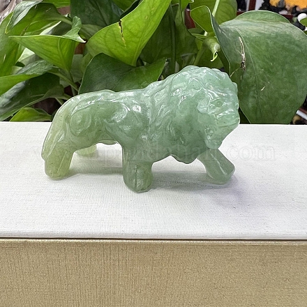 Figurines de lion de guérison sculptées en aventurine verte naturelle PW-WG35601-04-1