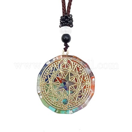 Orgonite Chakra Natural & Synthetic Mixed Stone Pendant Necklaces QQ6308-15-1