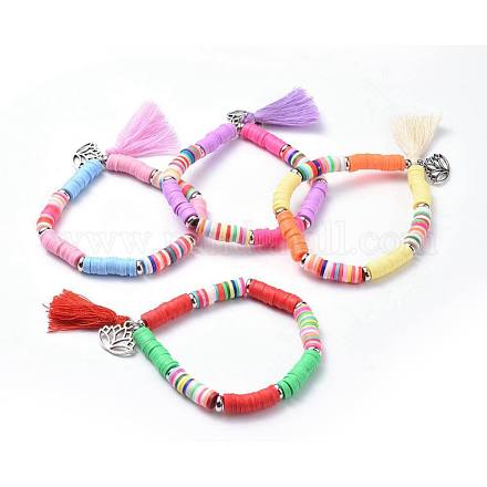 Cotton Thread Tassel Charm Bracelets BJEW-JB04448-1