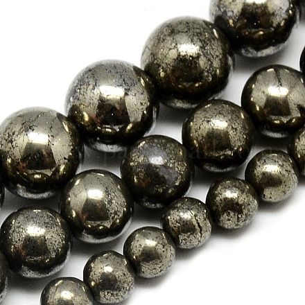 Natürliche Pyrit Perlen Stränge X-G-S265-03-6mm-1