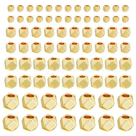 120 Pcs 4 Sizes Brass Cube Beads KK-HY0003-66-1