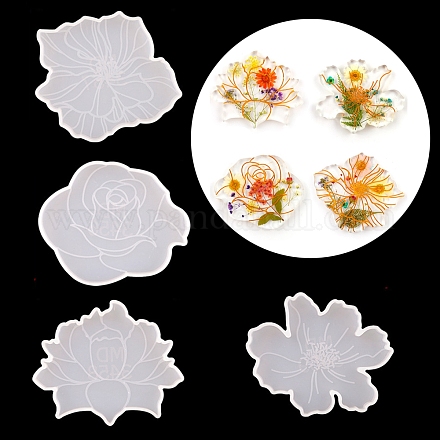 Stampi in silicone fai da te per tappetini per tazze di fiori DIY-E036-08-1