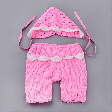 Рождественский стиль ручной работы вязание крючком baby beanie костюм AJEW-R030-40-1