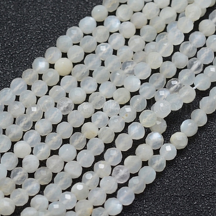 Naturelles perles pierre de lune blanc brins G-E411-07-4mm-1