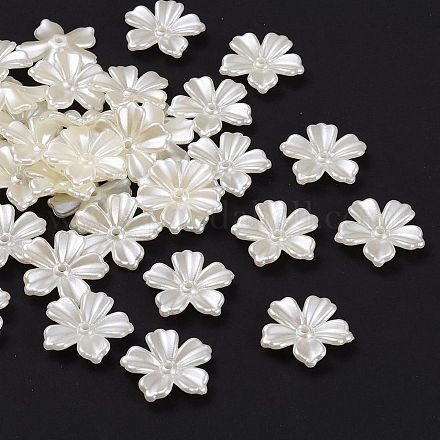 5-petal tapas de cuentas de perlas de imitación de plástico de abs abs X-OACR-R016-21-1