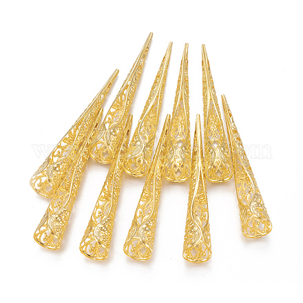 鉄手作り七宝爪の装飾  コーン  ライトゴールド  102~104x16~17.5mm  内径：6mm IFIN-F155-02G-1