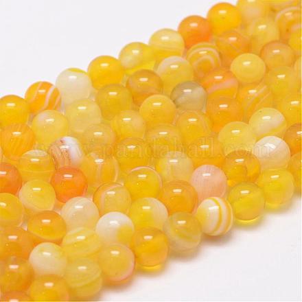 Chapelets de perles en agate rayée naturelle/agate à bandes G-K155-A-6mm-06-1