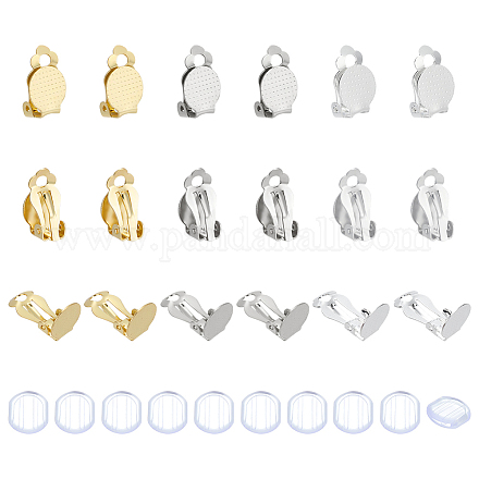 36 шт. 3-х цветная фурнитура для сережек-клипс из нержавеющей стали 304 STAS-ME0001-63-1