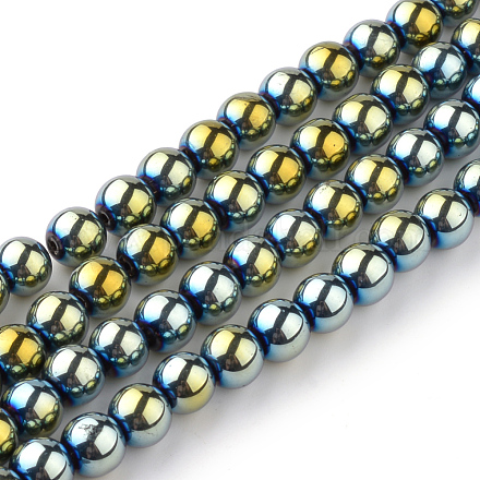 Chapelets de perles en verre électroplaqué EGLA-R047-6mm-04-1