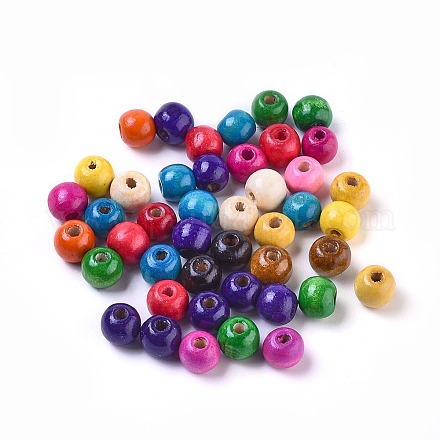 Perles en bois naturel teint X-WOOD-Q006-12mm-M-LF-1
