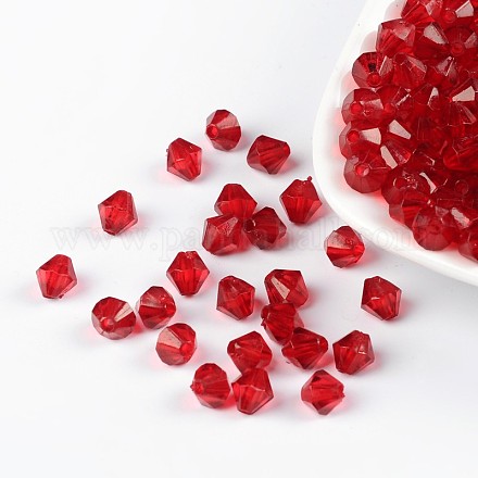 Faceted Bicone Transparent Acrylic Beads DBB6mm06-1