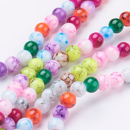 Spray Painted Glass Beads Strands DGLA-MSMC001-13-1