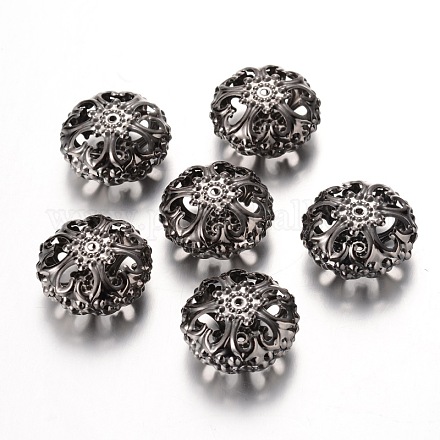 Filigranes de fer gris anthracite perles rondes à plat X-E060Y-B-1