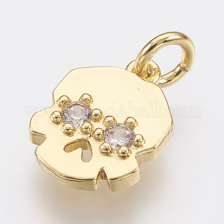 Brass Micro Pave Cubic Zirconia Charms ZIRC-F083-012G-RS-1