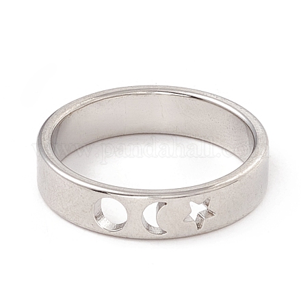 304 кольцо из нержавеющей стали с луной и звездой для женщин RJEW-A006-02P-1