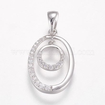 925 Sterling Silber Micro Pave Zirkonia Anhänger STER-F044-05P-1