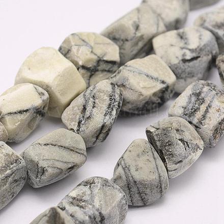 Chapelets de perles de pierre noire/soie noires naturelles G-F492-05-1