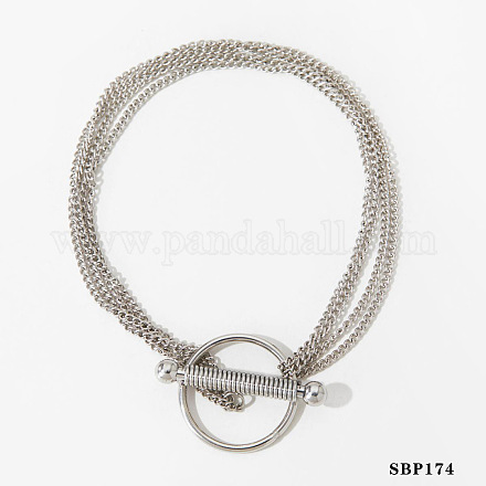 Браслеты из многорядной цепочки из нержавеющей стали 304 FS-WGE868D-06-1