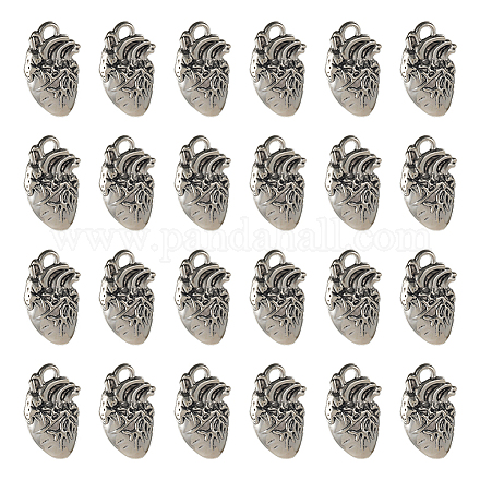 Sunnyclue 1 boîte de 50 breloques gothiques en forme de cœur en argent en vrac FIND-SC0005-17-1