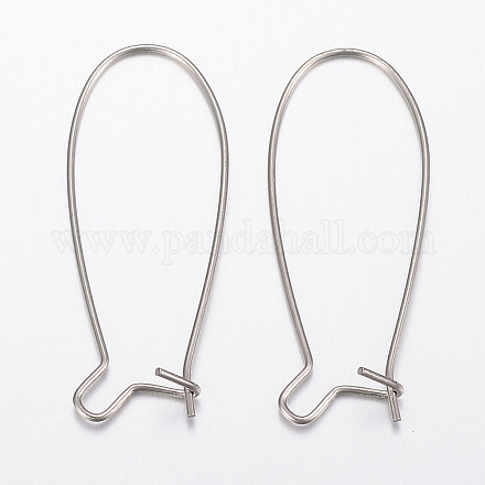 304 Stainless Steel Hoop Earrings Findings Kidney Ear Wires STAS-H434-46P-1