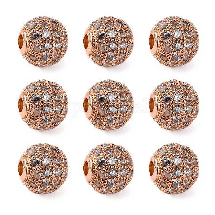 Brass Cubic Zirconia Beads X-ZIRC-F001-02RG-1