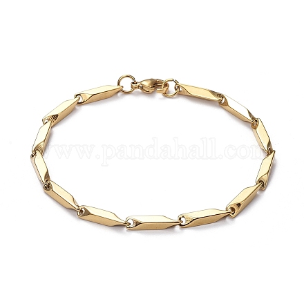Ion Plating(IP) Unisex 201 Stainless Steel Bar Link Chain Bracelets BJEW-L637-35C-G-1