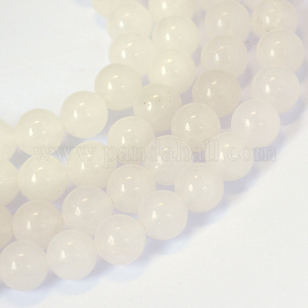 Chapelets de perle ronde en jade blanc naturel X-G-E334-6mm-13-1