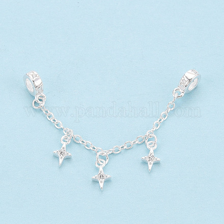 925 удлинитель цепочки из стерлингового серебра с микропаве из прозрачных кубических цирконий STER-N016-54S-1