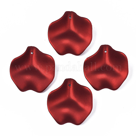 ゴム引きスタイルの不透明なアクリルパーツ  花びら  暗赤色  37.7x34.8x12mm  穴：1.7mm X-ACRP-T010-07-1