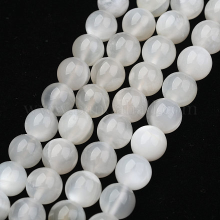 Bianco naturale perline pietra di luna fili G-J373-13-8mm-1