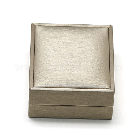 プラスチック製ペンダントボックス  ベルベットと  長方形  淡い茶色  8.5x7.5x4cm OBOX-Q014-32-1