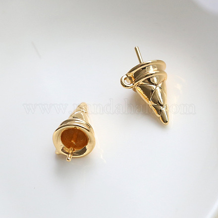 Brass Ice Cream Cone Peg Bail Pin Charms BAPE-PW0002-22A-1