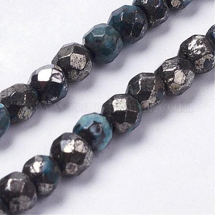Chapelets de perles de feuille d'argent en jaspe naturel G-K181-M02-1