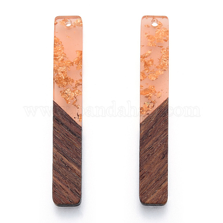 Grandes colgantes de resina transparente y madera de nogal RESI-N025-034-A05-1