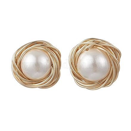 Серьги-гвоздики из нержавеющей стали 304 с ракушечным жемчугом EJEW-JE06697-1